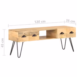 vidaXL Solid Mango Wood TV Cabinet Media Unit TV Stand Hifi Stereo Cabinet - Additional view 4