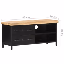 vidaXL Rough Mango Wood TV Cabinet Wooden Media Stand Stereo Unit Lowboard - Additional view 7