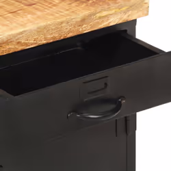 vidaXL Rough Mango Wood Bedside Cabinet Nightstand Home Organiser Lowboard - Additional view 6