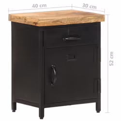 vidaXL Rough Mango Wood Bedside Cabinet Nightstand Home Organiser Lowboard - Additional view 7