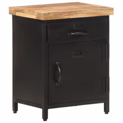 vidaXL Rough Mango Wood Bedside Cabinet Nightstand Home Organiser Lowboard - Additional view 8