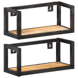 vidaXL 2x Rough Mango Wood Wall Shelves 40 cm Home Decor Floating Display Rack