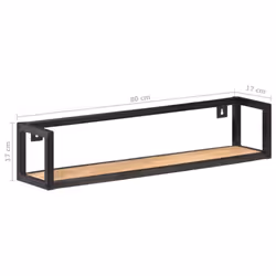 vidaXL 2x Rough Mango Wood Wall Shelves 80 cm Home Decor Floating Display Rack - Additional view 6