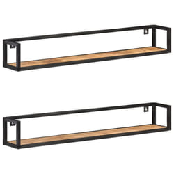 vidaXL 2x Rough Mango Wood Wall Shelves 120 cm Home Floating Display Rack