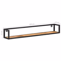 vidaXL 2x Rough Mango Wood Wall Shelves 120 cm Home Floating Display Rack - Additional view 6