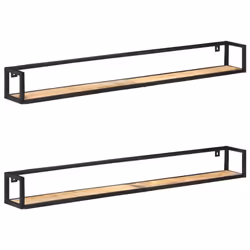 vidaXL 2x Rough Mango Wood Wall Shelves 160 cm Home Decor Storage Display Rack