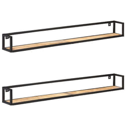 vidaXL 2x Rough Mango Wood Wall Shelves 160 cm Home Decor Storage Display Rack