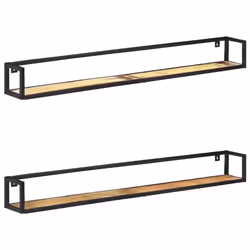 vidaXL 2x Solid Reclaimed Wood Wall Shelves 160 cm Home Decor Storage Display