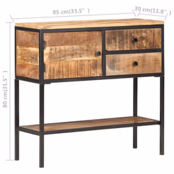 vidaXL Rough Mango Wood Sideboard Furniture Wooden Storage Cupboard Cabinet - Additional view 7