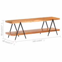 vidaXL Solid Acacia Wood TV Cabinet Console Table Sideboard Stereo Media Stand - Additional view 4