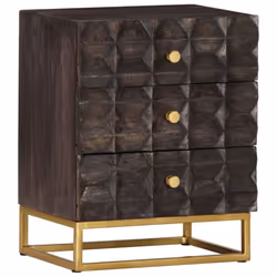 vidaXL Solid Mango Wood Bed Cabinet Black Home Nightstand Bedside Cabinet