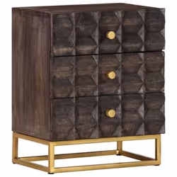 vidaXL Solid Mango Wood Bed Cabinet Black Home Nightstand Bedside Cabinet - Additional view 10