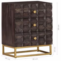 vidaXL Solid Mango Wood Bed Cabinet Black Home Nightstand Bedside Cabinet