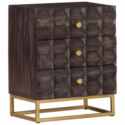 vidaXL Solid Mango Wood Bed Cabinet Black Home Nightstand Bedside Cabinet - Additional view 8