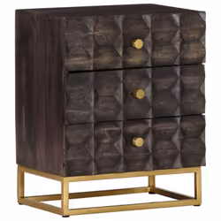 vidaXL Solid Mango Wood Bed Cabinet Black Home Nightstand Bedside Cabinet - Additional view 9
