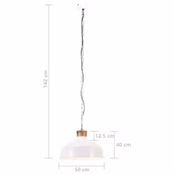 vidaXL Industrial Hanging Lamp 58 cm White E27 Pendant Ceiling Light Bedroom - Additional view 7