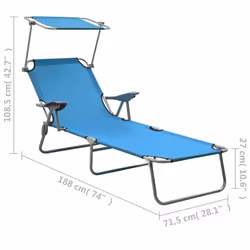 VidaXL 310336 outdoor chair Lounge Padded seat Fabric, Steel Blue - Additional view 8