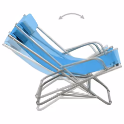 vidaXL 2x Rocking Chairs Steel Blue Folding Camping Swing Chair Sun Lounger - Additional view 4