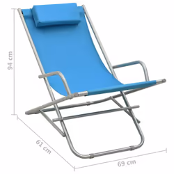 vidaXL 2x Rocking Chairs Steel Blue Folding Camping Swing Chair Sun Lounger - Additional view 8