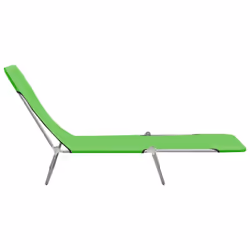 vidaXL 2x Folding Sun Loungers Steel and Fabric Green Sunbed Camping Day Bed - Additional view 3
