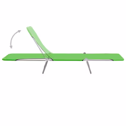 vidaXL 2x Folding Sun Loungers Steel and Fabric Green Sunbed Camping Day Bed - Additional view 4
