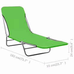 vidaXL 2x Folding Sun Loungers Steel and Fabric Green Sunbed Camping Day Bed - Additional view 7