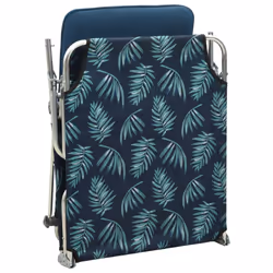 vidaXL Folding Sun Lounger with Canopy Leaf Print Aluminium Outdoor Recliner - Additional view 6