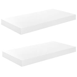 vidaXL 2x Floating Wall Shelves High Gloss White 50x23x3.8 cm MDF Bookcase