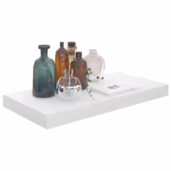 vidaXL 2x Floating Wall Shelves High Gloss White 50x23x3.8 cm MDF Bookcase - Additional view 4