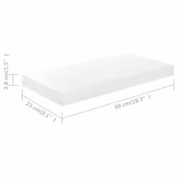 vidaXL 2x Floating Wall Shelves High Gloss White 50x23x3.8 cm MDF Bookcase - Additional view 5