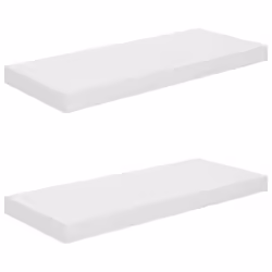 vidaXL 2x Floating Wall Shelves High Gloss White 60x23.5x3.8 cm MDF Bookcase