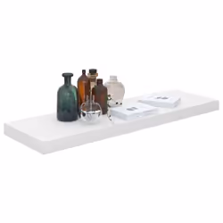 vidaXL 2x Floating Wall Shelves High Gloss White 80x23.5x3.8 cm MDF Bookcase - Additional view 6