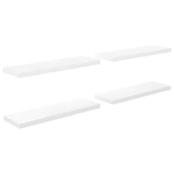 vidaXL 4x Floating Wall Shelves High Gloss White 80x23.5x3.8 cm MDF Bookcase