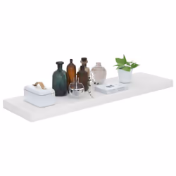 vidaXL 2x Floating Wall Shelves High Gloss White 90x23.5x3.8 cm MDF Display - Additional view 6