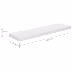 vidaXL 2x Floating Wall Shelves High Gloss White 90x23.5x3.8 cm MDF Display - Additional view 7