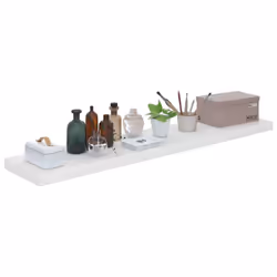 vidaXL Floating Wall Shelf High Gloss White 120x23.5x3.8 cm MDF Display Rack