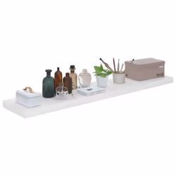 vidaXL 2x Floating Wall Shelves High Gloss White 120x23.5x3.8 cm MDF Display - Additional view 6