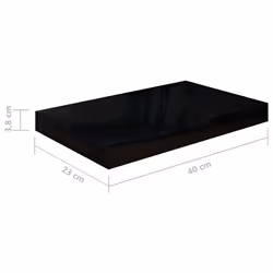 vidaXL 2x Floating Wall Shelves High Gloss Black 40x23x3.8 cm MDF Bookcase - Additional view 9