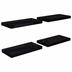 vidaXL 4x Floating Wall Shelves High Gloss Black 50x23x3.8 cm MDF Bookcase