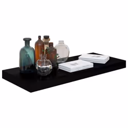 vidaXL 4x Floating Wall Shelves High Gloss Black 60x23.5x3.8 cm MDF Bookcase - Additional view 2