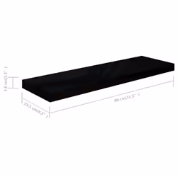 vidaXL 2x Floating Wall Shelves High Gloss Black 80x23.5x3.8 cm MDF Bookcase - Additional view 4