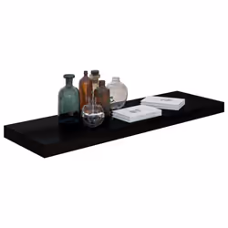 vidaXL 4x Floating Wall Shelves High Gloss Black 80x23.5x3.8 cm MDF Bookcase - Additional view 3