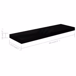 vidaXL 4x Floating Wall Shelves High Gloss Black 80x23.5x3.8 cm MDF Bookcase - Additional view 4