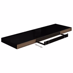 vidaXL 4x Floating Wall Shelves High Gloss Black 80x23.5x3.8 cm MDF Bookcase - Additional view 6