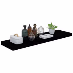 vidaXL 4x Floating Wall Shelves High Gloss Black 90x23.5x3.8 cm MDF Display