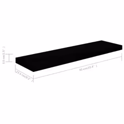 vidaXL 4x Floating Wall Shelves High Gloss Black 90x23.5x3.8 cm MDF Display