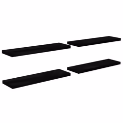 vidaXL 4x Floating Wall Shelves High Gloss Black 120x23.5x3.8 cm MDF Display - Additional view 4