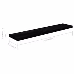 vidaXL 4x Floating Wall Shelves High Gloss Black 120x23.5x3.8 cm MDF Display - Additional view 5