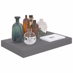 vidaXL 2x Floating Wall Shelves High Gloss Grey MDF Display Ledge CD Rack