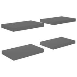 vidaXL 4x Floating Wall Shelves High Gloss Grey MDF Display Ledge CD Rack